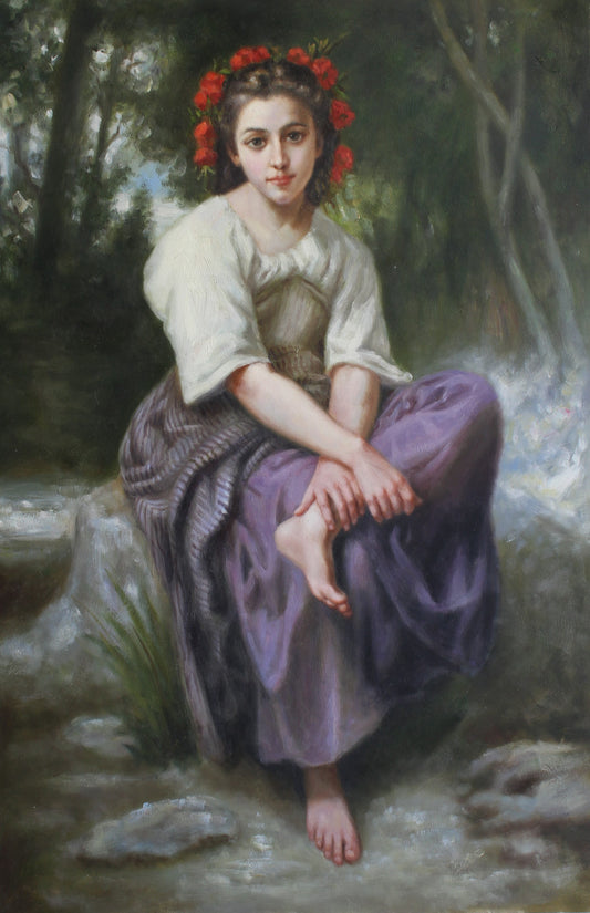 Jeune femme assise dans la forêt