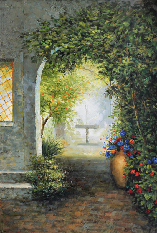 Arche dans un jardin luxuriant