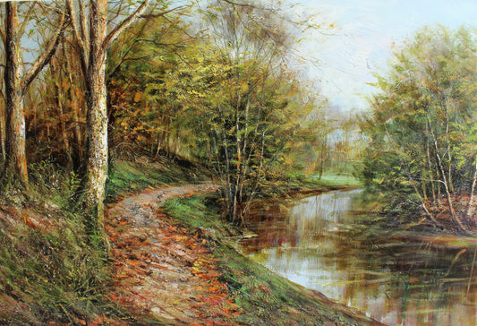 Sentier à travers une forêt au bord d'une rivière