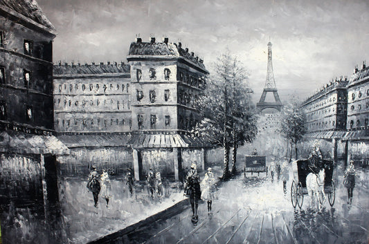 Paysage de la tour Eiffel en noir et blanc