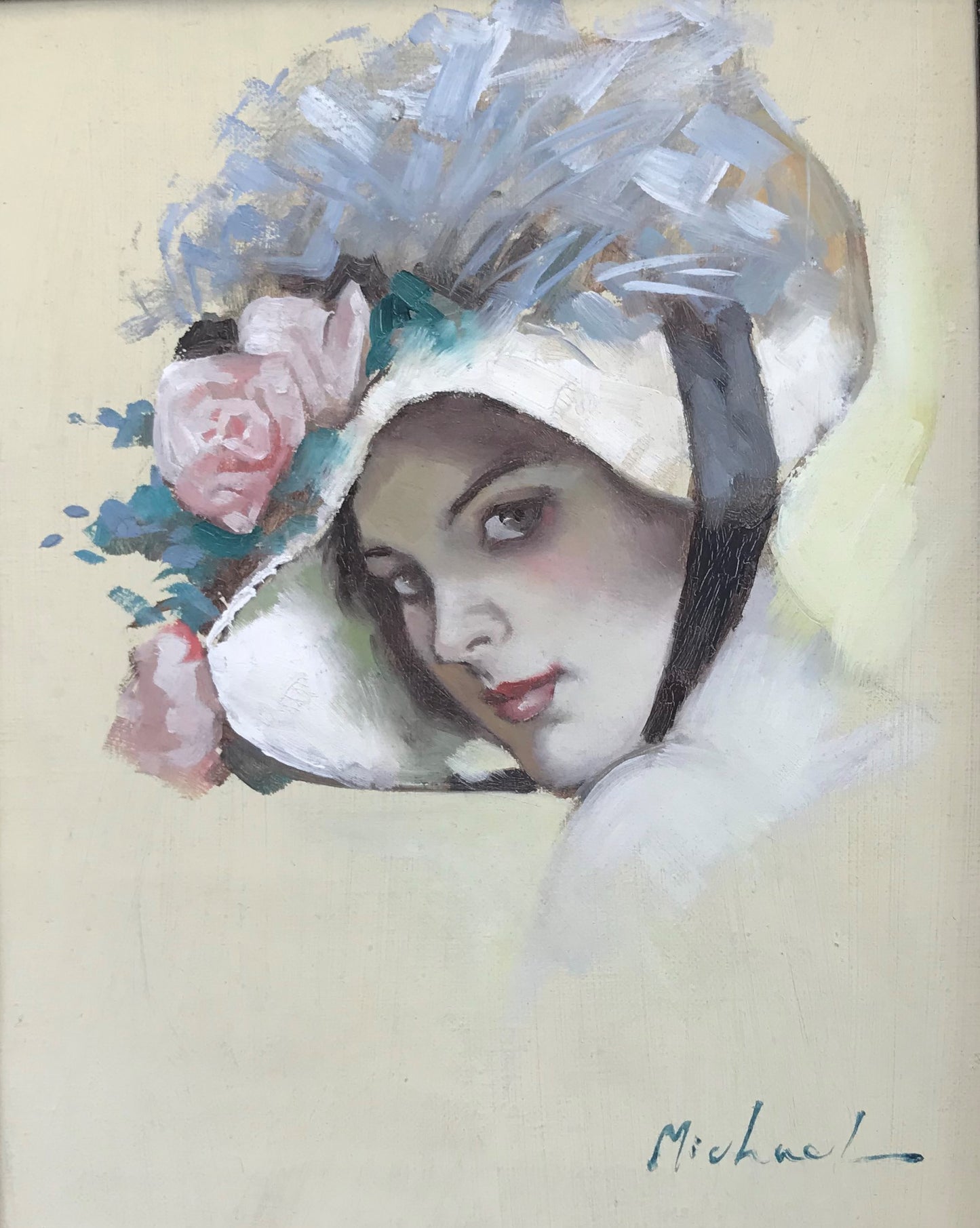 Portrait d'une femme avec un grand chapeau