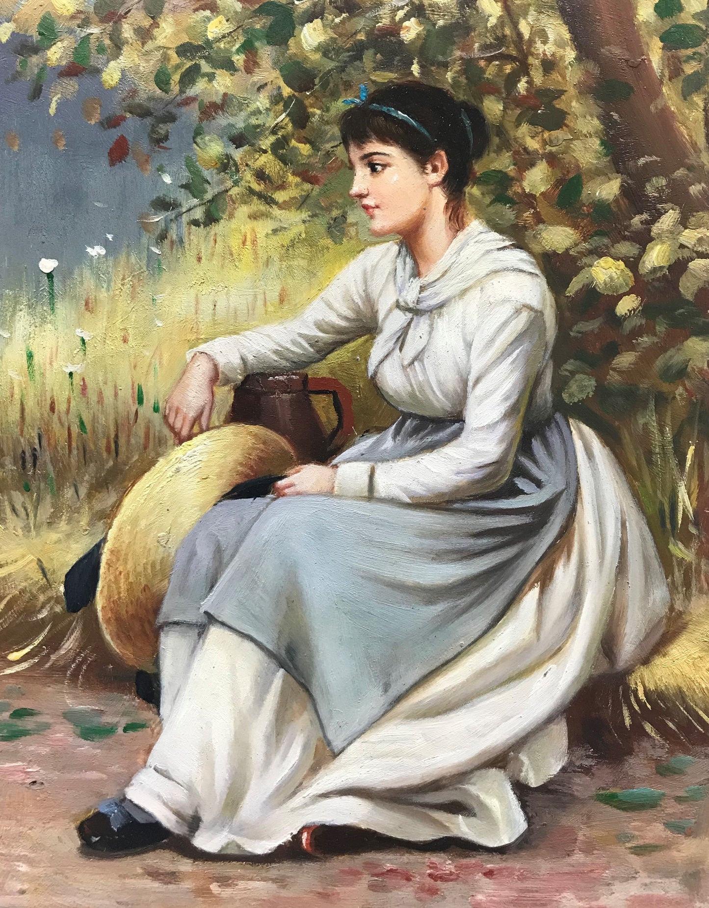 Femme assise dans un champ