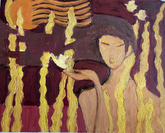 Femme avec un oiseau