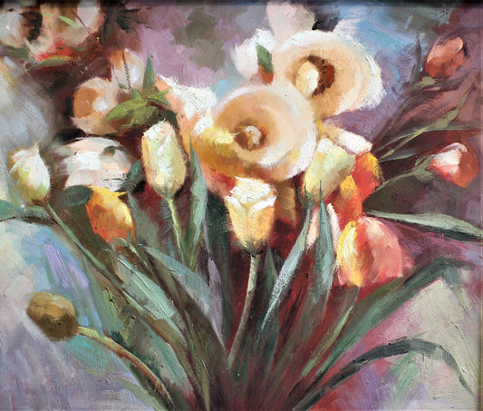 Nature morte de fleurs orange clair