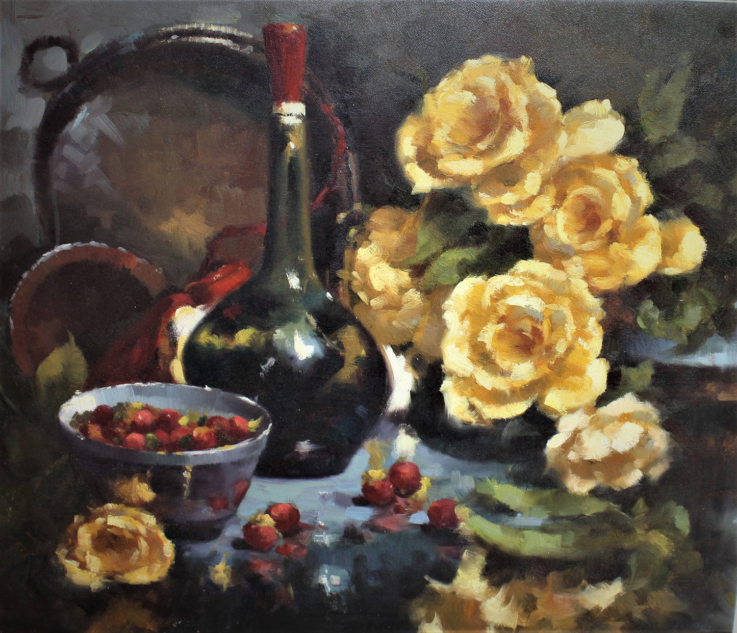Nature morte de fleurs dans une cuisine