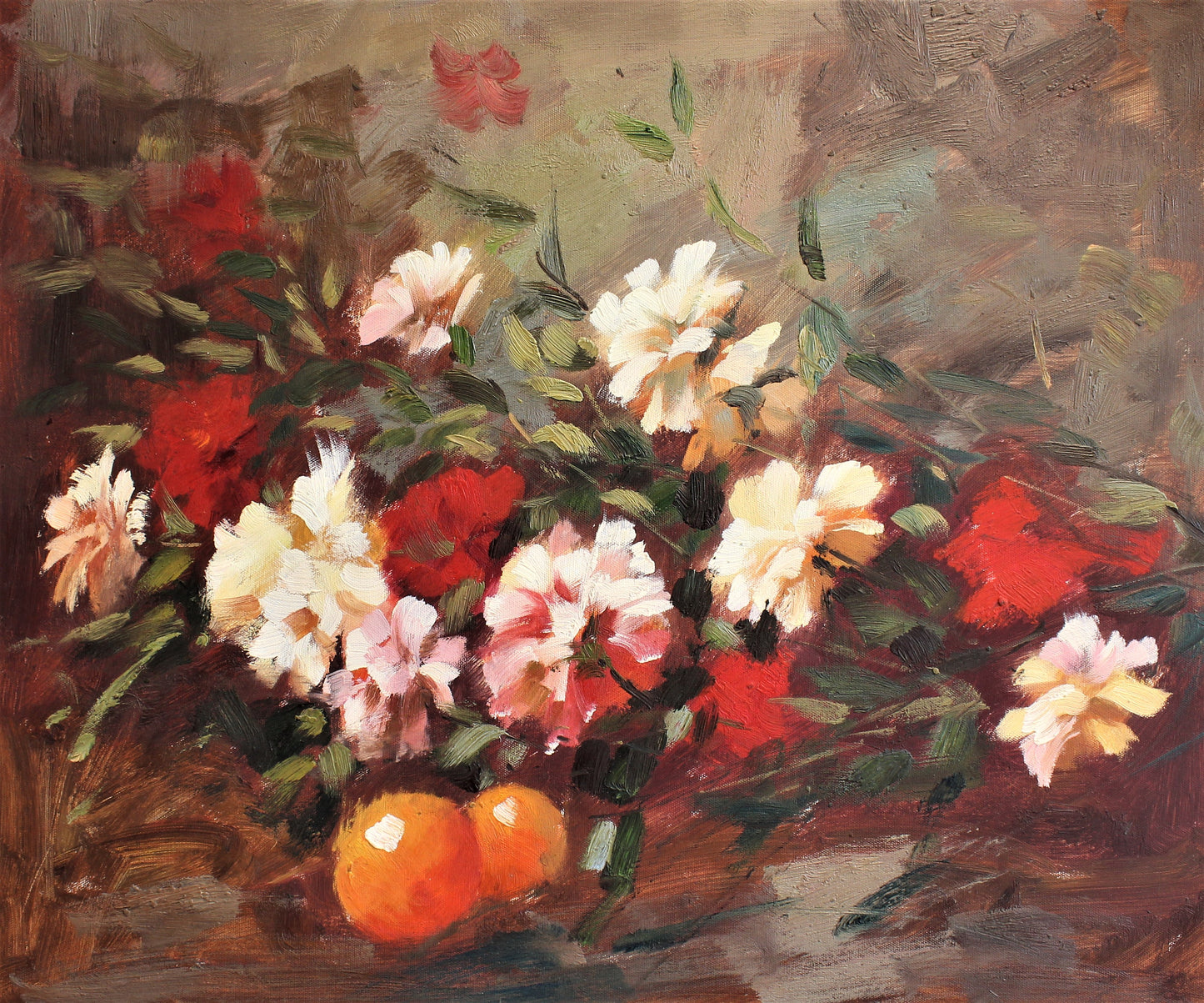 Nature morte de fleurs et d'oranges