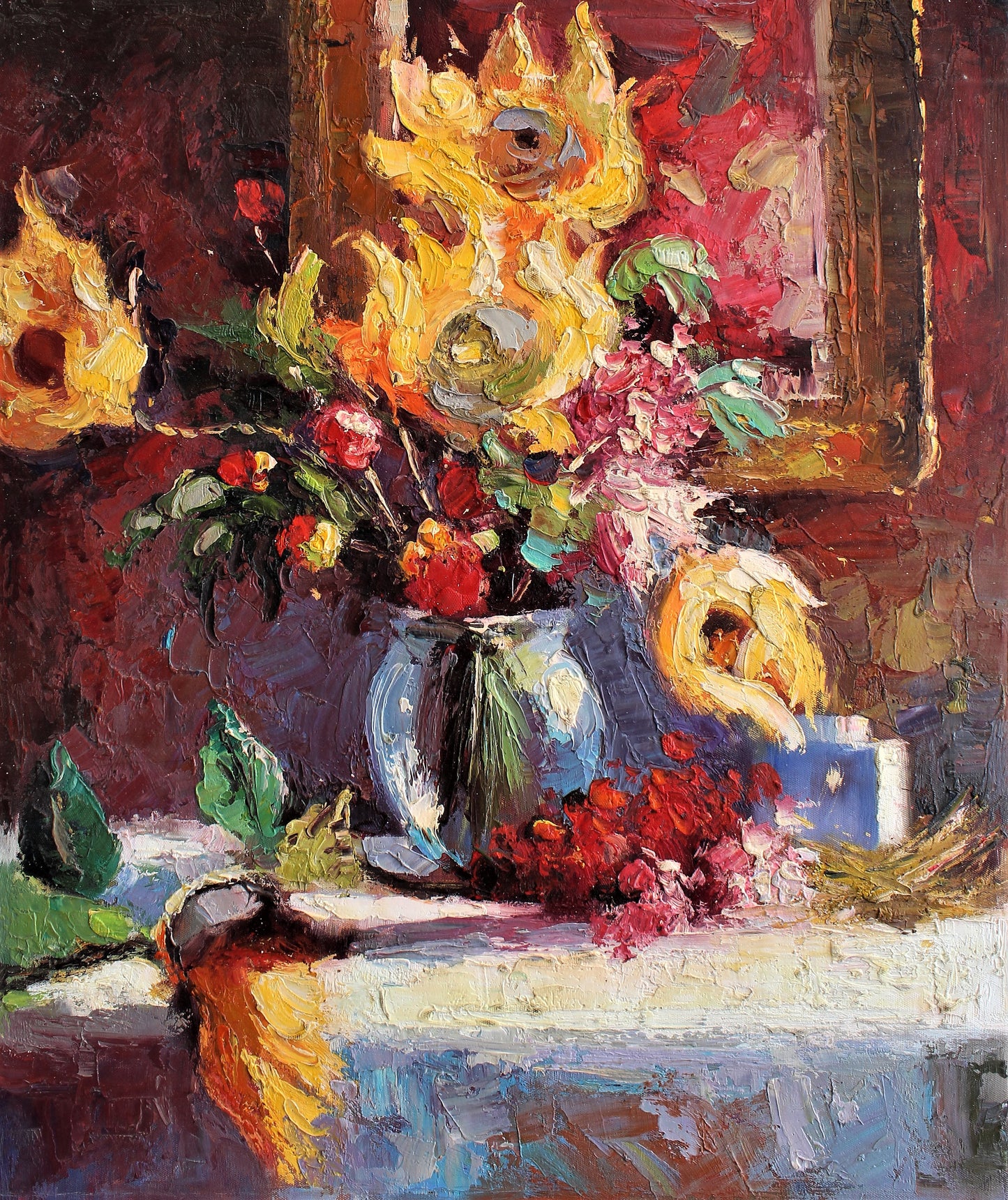 Nature morte de tournesols dans un vase
