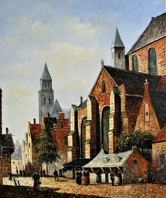 Grands bâtiments anciens sur une rue pavée