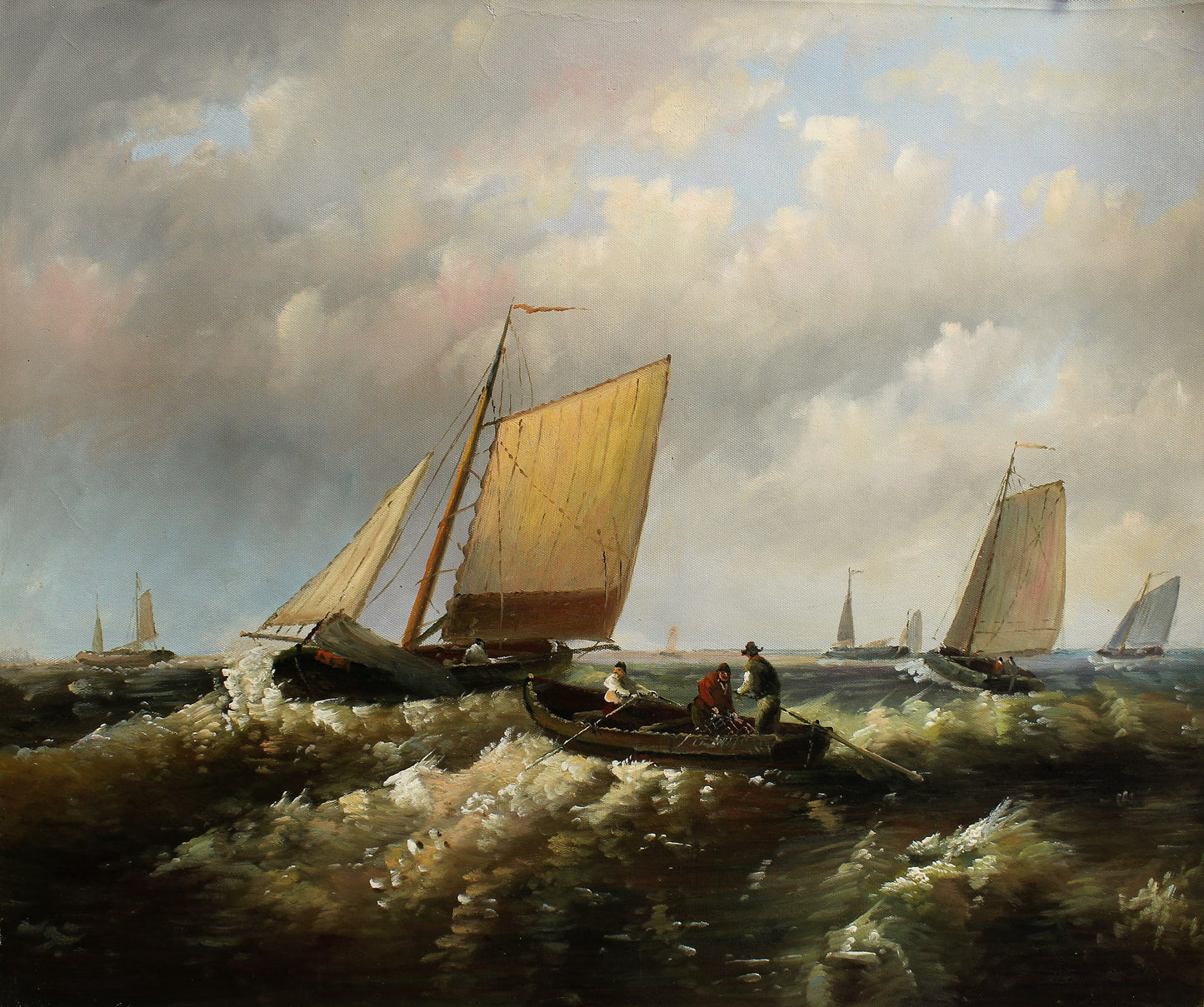 Bateaux et navires sur un océan ondulé