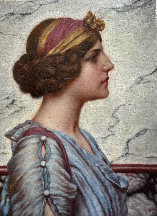 Profile portrait of woman with head band