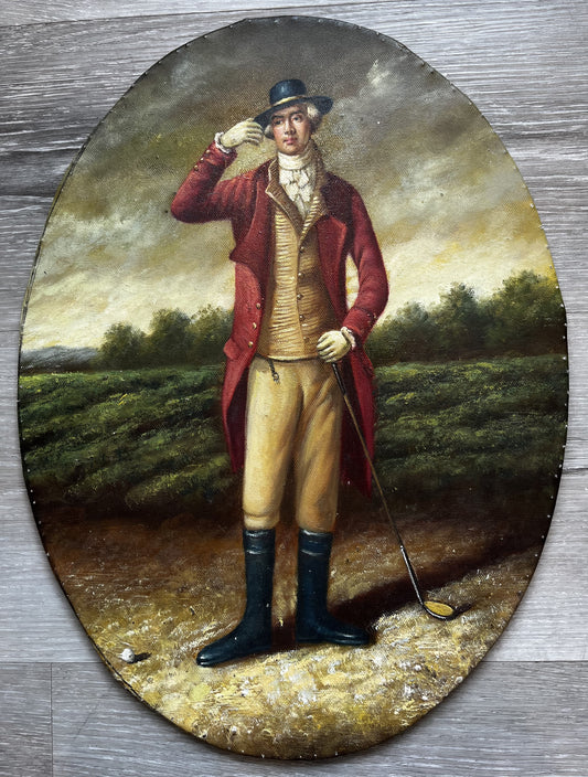 Formal man with golf club