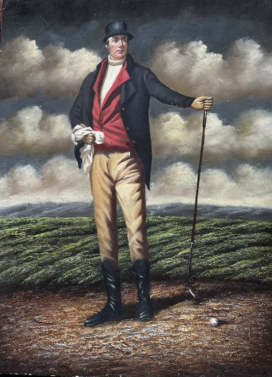 Man playing golf with cloudy sky
