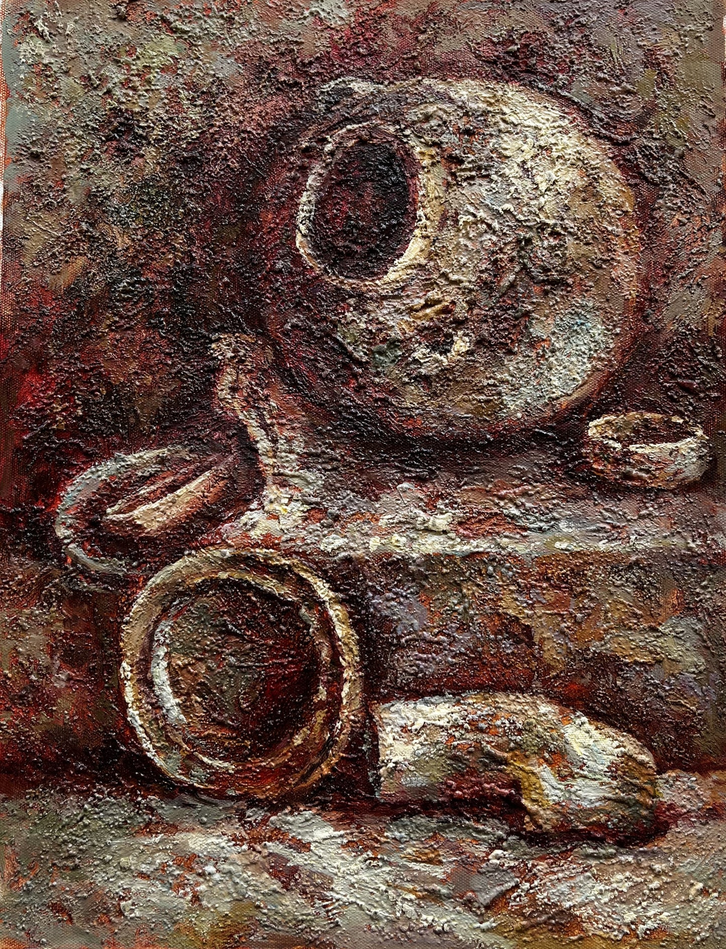 Nature morte sombre de poterie
