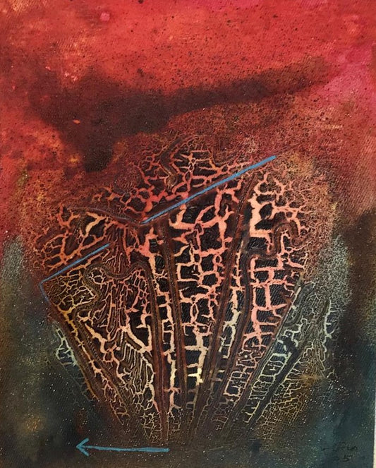 Red and dark brown abstract painting