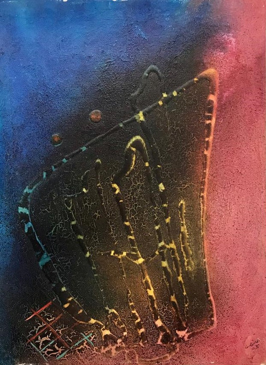 Dark blue and pink abstract painting