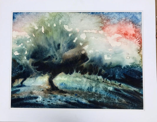 Landscape in blue green