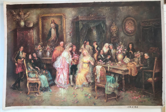 Groupe de figures classiques avec des fleurs
