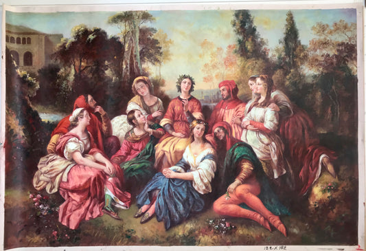 Personnages classiques assis à l'extérieur